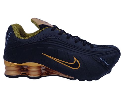 Tênis Nike Shox R4 Cromado Preto e Dourado MOD:10972