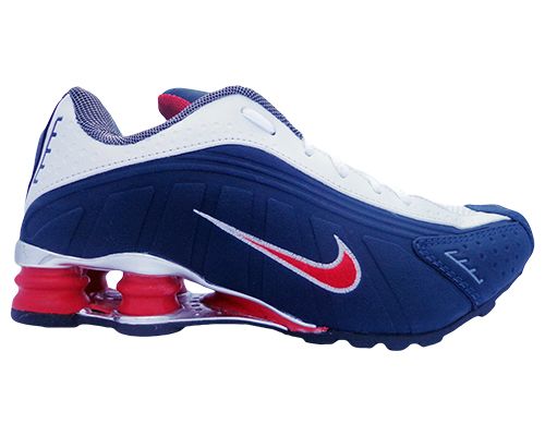 Tênis Nike Shox R4 Cromado Azul marinho e Branco MOD:11012