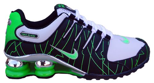 Tênis Nike Shox NZ Branco Preto e Verde cromado MOD:10280